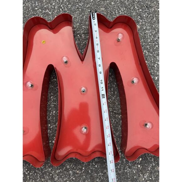 Marquee Letter "M" Decorative Sign Red Light Up Metal Home Decor Party - Picture 10 of 12